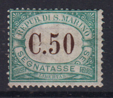 SAN MARINO 1897 - 1919 SEGNATASSE 50 CENTESIMI N.4 G.O MLH* - Ungebraucht