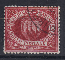 SAN MARINO 1892-94 STEMMA 15 CENTESIMI N.15 US. BEN CENTRATO - Usati