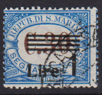 SAN MARINO 1936-39 SEGNATASSE 1 LIRA SU 30 CENT. N.50 USATO - Used Stamps
