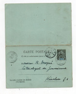 !!! CONGO, ENTIER POSTAL AVEC CARTE REPONSE CACHETS DE BRAZZAVILLE DE 1919 - Storia Postale