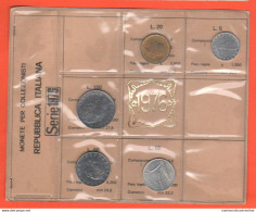 Repubblica Italia Serietta 1976   Senza Argento Monete Da 5 10 20 50 100  Lire - Nieuwe Sets & Proefsets