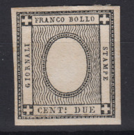 SARDEGNA 1861 PER STAMPATI 2 CENTESIMI VARIETA' N.20g G.O MH* CERT. - Sardegna