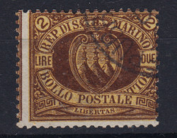 SAN MARINO 1892-94 STEMMA 2 LIRE N.21 US. - Used Stamps