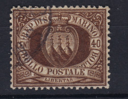 SAN MARINO 1892-94 STEMMA 40 CENTESIMI N.17 US. BEN CENTRATO - Usati