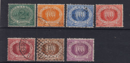 SAN MARINO 1877-90 SERIE COMPLETA 7 VALORI USATI 5 CENTESIMI G.O MH* CENTRATI - Gebraucht