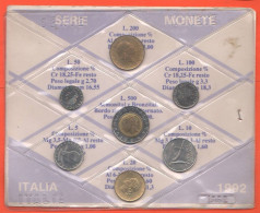 Repubblica Italia Serie 1992 No Argento  Monete Da 5 10 20 50 100 200 500 Lire - Sets Sin Usar &  Sets De Prueba