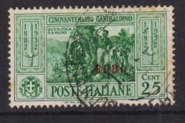 COLONIE EGEO RODI 1932 GARIBALDI 25 CENTESIMI N.22 USATO - Ägäis (Rodi)