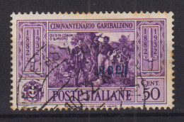 COLONIE EGEO RODI 1932 GARIBALDI 50 CENTESIMI N.24 USATO - Egeo (Rodi)