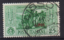 COLONIE EGEO LIPSO 1932 GARIBALDI 25 CENTESIMI N.19 USATO - Aegean (Lipso)