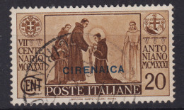 COLONIE CIRENAICA 1931 S. ANTONIO 20 CENTESIMI USATO - Cirenaica