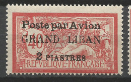 GRAND LIBAN PA N° 1a Surcharge A Gras Recto-verso Par Transparence NEUF* TRACE DE CHARNIERE Propre / Hinge  / MH - Luftpost