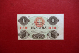 Banconota Una Lira Banca Nazionale Regno D'Italia 41831 Fior Di Stampa FDS Rara - Andere & Zonder Classificatie