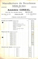 Manufacture De Bouchons Amédée Girbal Illustrée Prix-courant Machine Mise En Bouteille Bières - 1900 – 1949