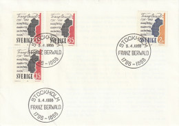 ZSueFdc-D037 - SUEDE 1968 - La Superbe ENVELOPPE  FDC  'PREMIER JOUR'  03-04-1968 -- Franz BERWALD : Compositeur Suèdois - Briefe U. Dokumente