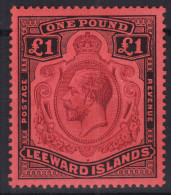LEEWARD ISLAND 1921-32 1 £ ONE POUND N.80 G.O MLH* - 1952-1971 Pre-Decimal Issues