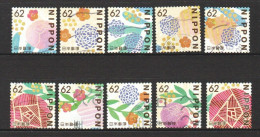 JAPAN 2018 FLOWERS IN DAILY LIFE (FLOWERS BLENDING INTO MY LIFE) 62 YEN ,SET 10 STAMPS USED (**) - Gebruikt