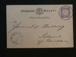 DC19  ALLEMAGNE BAYERN  BELLE  CARTE ENTIER  1881 PETIT BUREAU WURZBURG   A  SOHLAND  ++ AFF. INTERESSANT+++ - Interi Postali