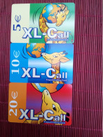 Set Xl Call 3 Prepaidcards 5+10+20 Euro Belgium Used  Rare - Cartes GSM, Recharges & Prépayées