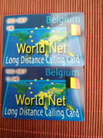 World Net 2 Prepaidcards 200 Bef + 500 BEF Edition Used  Rare - Cartes GSM, Recharges & Prépayées
