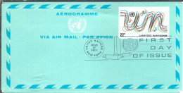 NATIONS-UNIES  P.A. 1977: Aérogramme Entier De 22c Obl. CAD PJ "New-York" - Poste Aérienne