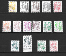 FRANCE LOT 15 TIMBRES  MARIANNE CIAPPA TOUS DIFFERENTS Entre N° 4763 Et 4779 - 2013-2018 Marianne Van Ciappa-Kawena