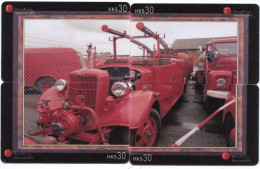 Puzzle De 4 Télécartes Hong Kong Télécarte IMS : Voiture Ancienne De Pompiers - Puzzles