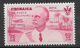 CIRENAICA  COLONIA ITALIANA 1934  POSTA AEREA  VOLO ROMA MOGADISCIO SASS. 32  MLH VF - Cirenaica