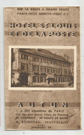 71 Autun Fascicule Publicité Hotel St Louis Et De La Poste 3 Volets 10x16,3 Cm Avec Photos Imprimées - Bourgogne