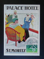 Carte Maximum Card Hotellerie Palace Hotel St-Moritz Suisse 1982 - Hotels, Restaurants & Cafés