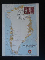 Carte Maximum Card Carte Du Groenland Greenland Map Exposition Vatex 1987 - Cartas Máxima