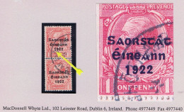 Ireland 1923 Harrison Saorstat 3-line Coils, 1d Var. "Long 1" In A Vertical Pair Used Cds - Usati