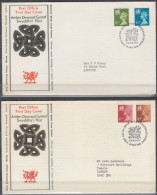 ⁕ GB 1976 QEII ⁕ Regional Issue WALES New Definitives Values ⁕ 2 FDC Cover CARDIFF - Pays De Galles