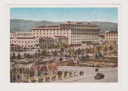 Mongolia Mongolei Mongolie Ulaanbaatar Hotel "Ulhan-Bator" View, Street With Old Car, 1960s Soviet USSR Postcard (66630) - Mongolië
