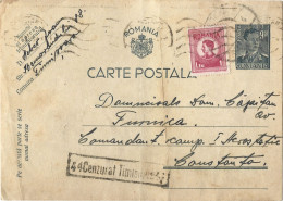 ROMANIA 1945 POSTCARD, CENSORED TIMISOARA 44 POSTCARD STATIONERY - World War 2 Letters
