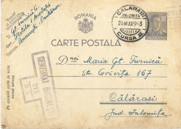 ROMANIA 1943 POSTCARD, CENSORED BUCURESTI POSTCARD STATIONERY - Cartas De La Segunda Guerra Mundial