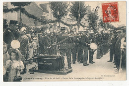 CPA - COUR-CHEVERNY (Loir Et Cher) - Fête Du 23 Août - Revue De La Compagnie De Sapeurs Pompiers - Cheverny