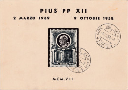 VATICANO 1958 - PONTIFICATO DI PIO XII - CARTONCINO TIMBRO 1° GIORNO - Otros & Sin Clasificación