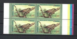 Argentina 1995 Musician Bird Greenish Gum Permanent Block Of Four MNH CV USD 80 - Nuovi