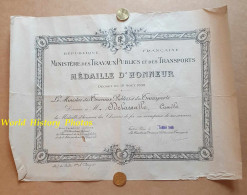 Diplôme Ancien - Médaille D' Honneur Des Chemins De Fer - Paris , 1946 - Camille DELASSALLE Ouvrier Cheminot - Train - Diplômes & Bulletins Scolaires