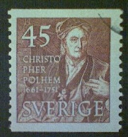 Sweden (Sverige), Scott #428, Used (o), 1951 Coil, Christopher Polhem, 35ö, Brown - Oblitérés