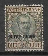 COLONIE ITALIANE OLTRE GIUBA 1925  FRANCOBOLLI D'ITALIA DEL 1901-23 SOPRASTAMPATO SASS. 15   MLH VF - Oltre Giuba