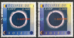 France 1999 - Mi 3403 - YT 3261 ( Solar Eclipse ) Two Shades Of Color : Purple And Blue - Usados