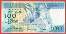 Portugal - Billet De 100 Escudos - Fernando Pessoa - 12 Février 1987 - P179b - Portogallo