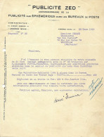 Lettre Publicité ZED - 28 Mars 1923 - Publicité Sur Ephémérides Dans Les Bureaux De Poste - Postes - éphéméride - - Publicités