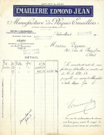 Facture  EMAILLERIE EDMOND JEAN - Fabricant De Plaques Pour Bureaux De Poste - émaillées - 1er Février 1925 - 1950 - ...