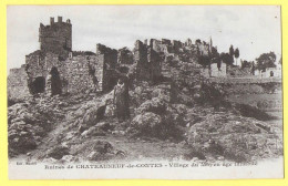 CPA CHATEAUNEUF DE CONTES  RUINES DU VILLAGE - Femme Porte Arosoir Et Seau Eau - Contes