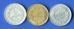 5 Fr  Allu  1945 B +1950 B  + 5 Fr  Bronze  1940 - 5 Francs