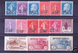 FRANCE ANNEE COMPLETE 1926 NEUVE Xx LUXE , YVERT N° 217 / 232 , 15 TIMBRES VALEUR: 626€ - ....-1939