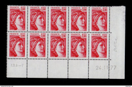 Sabine De Gandon 1f Rouge - Bloc Coin Daté De 10 Valeurs - 24.11.77 - 1970-1979