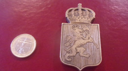 BRONZE 106G FER A DORER MATRICE EX LIBRIS HERALDISME BLASON LION  HACHE COURONNE VANACKER BELGIQUE - Royal / Of Nobility